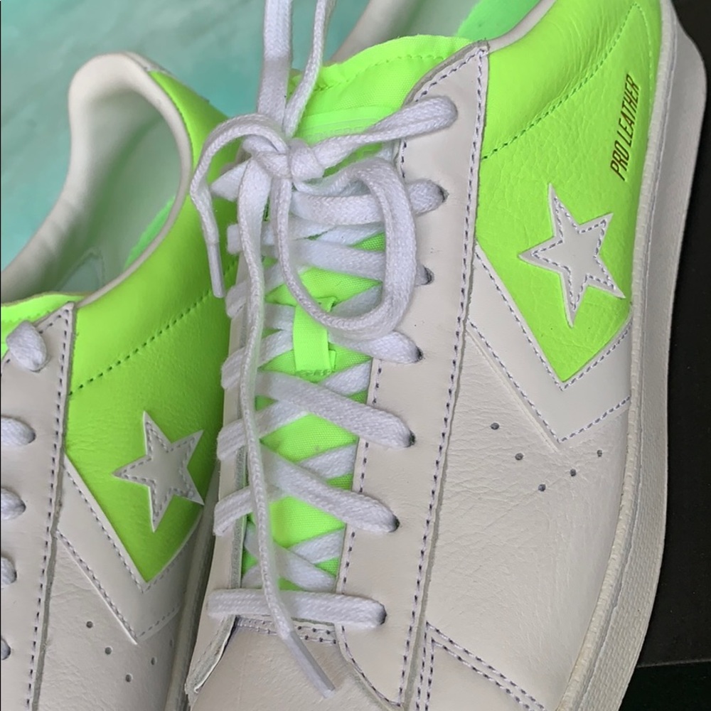 CONVERSE PRO LEATHER OX WHITE/GHOST GREEN/WHITE MN - Picture 9 of 16